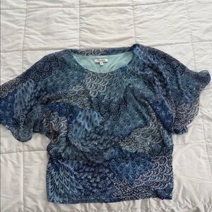 Chaus Blue and Navy Paisley Women's Blouse